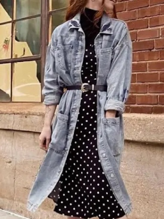 Pilcro Jackets & Blazers - Anthropologie longline denim duster or dress size 1X coat